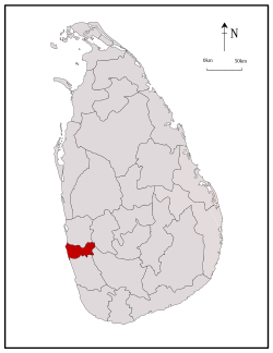 කොළඹ දිස්ත්රික්කය ඉස්මතු කොට ඇති ශ්රී ලංකාවේ සිතියම